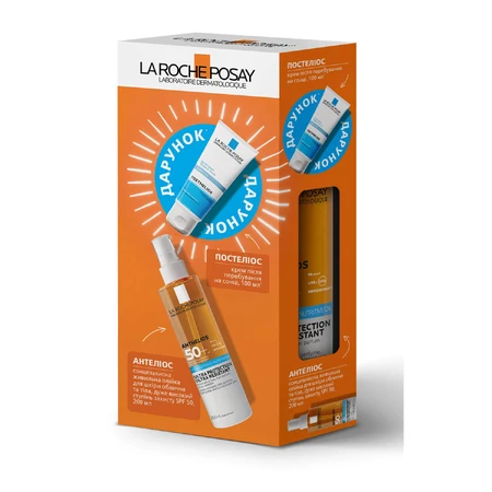 Набор для лица и тела La Roche-Posay Антелиос питательное масло солнцезащитное SPF50+ 200 мл + Постелиос Крем восстанавливающий 100 мл: цены и характеристики
