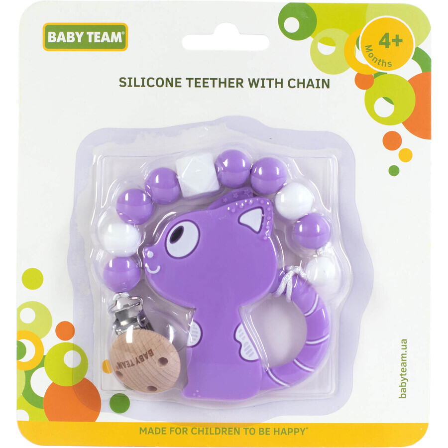 Прорізувач дитячий Baby Team 4055 силіконовий з ланцюжком з 4-х місяців 1 шт: ціни та характеристики