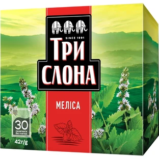 Чай травяной Три Слона Мелисса в фильтр-пакетах по 1,4 г без нитки упаковка 30 шт