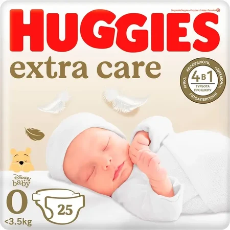 Підгузки Huggies Extra Care 0 3.5 кг 25 шт: ціни та характеристики