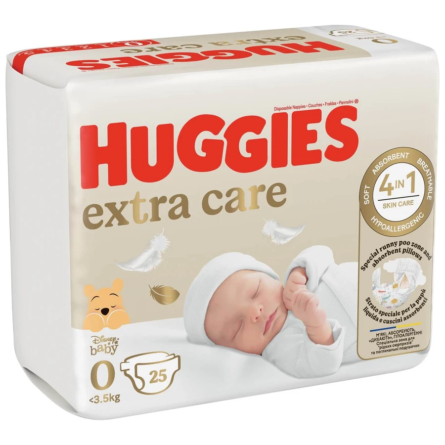 Підгузки Huggies Extra Care 0 3.5 кг 25 шт: ціни та характеристики