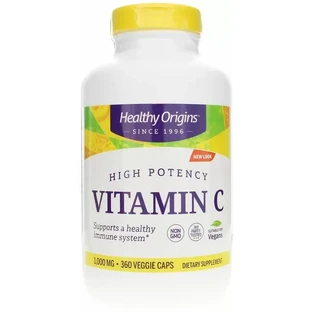 Дієтична добавка Healthy Origins Вітамін С (L-аскорбінова кислота), 1000 мг, 360 вегетаріанських капсул