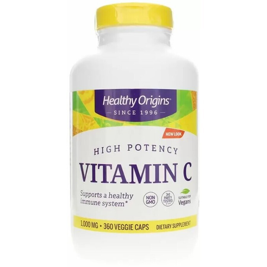 Дієтична добавка Healthy Origins Вітамін С (L-аскорбінова кислота), 1000 мг, 360 вегетаріанських капсул: ціни та характеристики