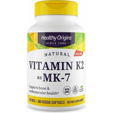 Дієтична добавка Healthy Origins Вітамін K2 в формі MK7, 100 мкг, 180 капсул