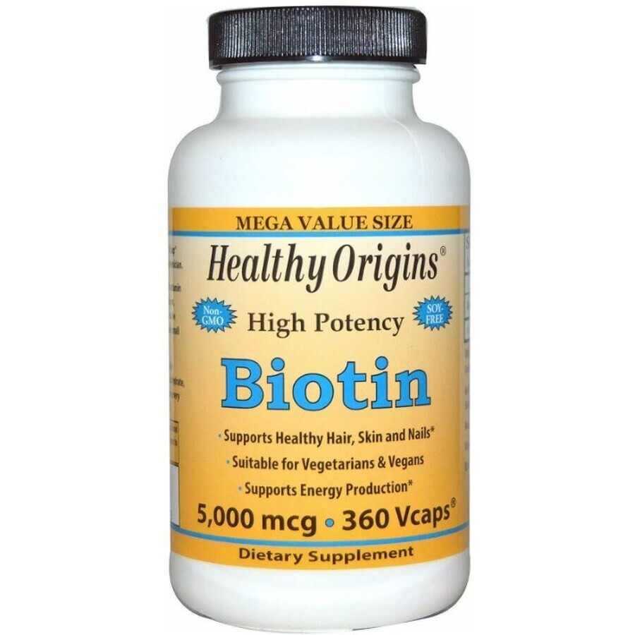 Диетическая добавка Healthy Origins Биотин, 5000 мкг, 360 вегетарианских капсул: цены и характеристики