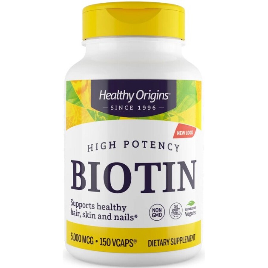 Дієтична добавка Healthy Origins Біотин, 5000 мкг, 150 вегетаріанських капсул: ціни та характеристики