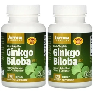 Диетическая добавка Jarrow Formulas Гинкго билоба, 60 мг, 2 банки, 120 капсул в каждой банке