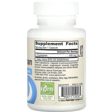 Диетическая добавка Jarrow Formulas L-Триптофан, 500 мг, 60 капсул: цены и характеристики