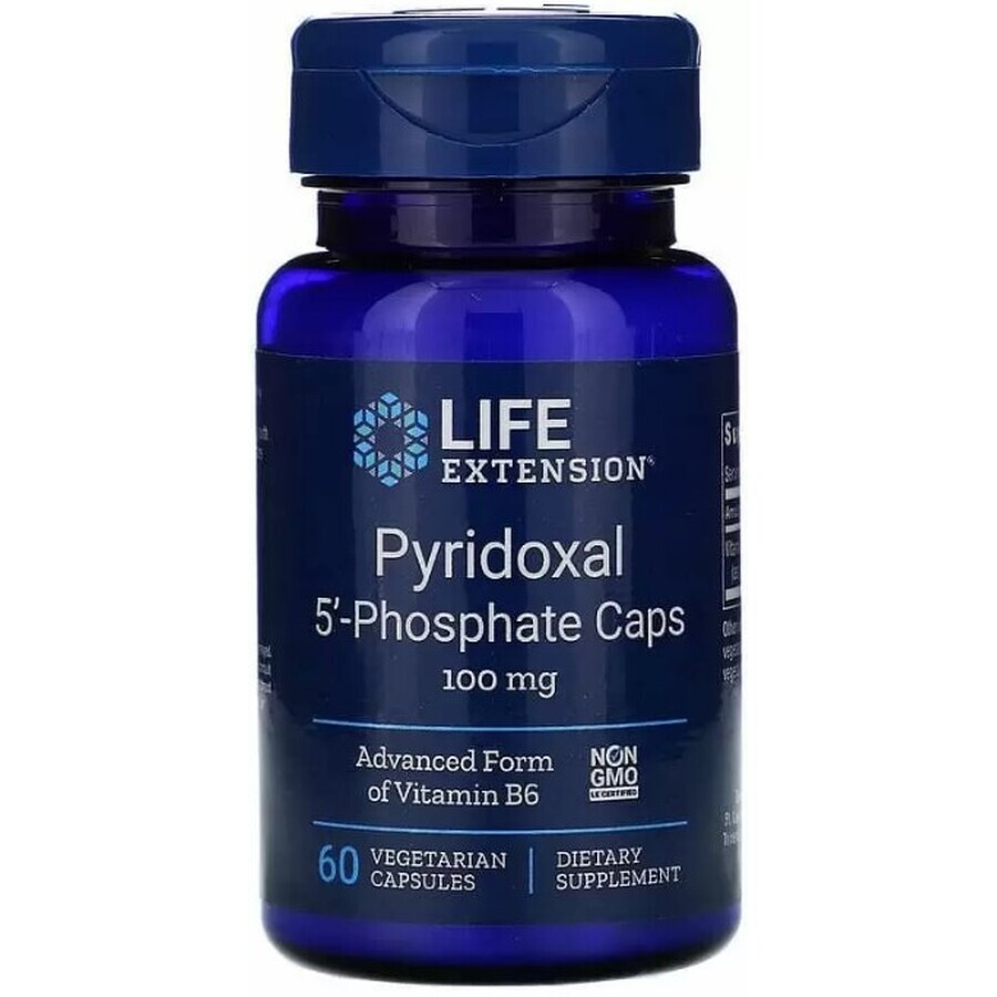 Дієтична добавка Life Extension Вітамін В6 (піридоксаль 5'-фосфат),100 мг, 60 капсул: ціни та характеристики