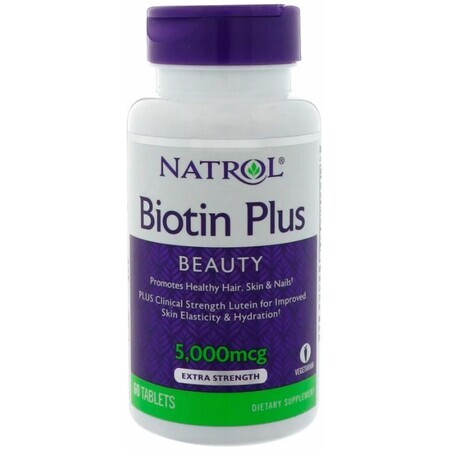 Дієтична добавка Natrol Біотин плюс лютеїн, 60 таблеток