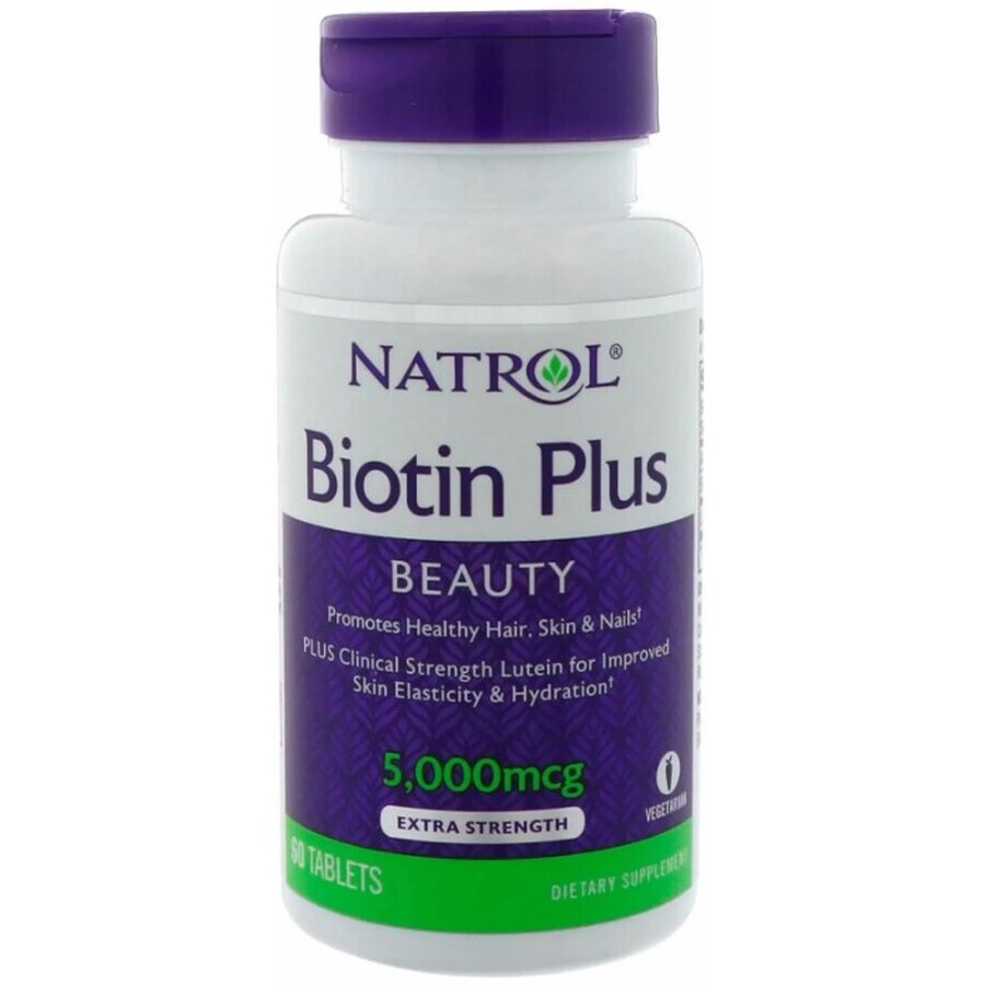Дієтична добавка Natrol Біотин плюс лютеїн, 60 таблеток: ціни та характеристики