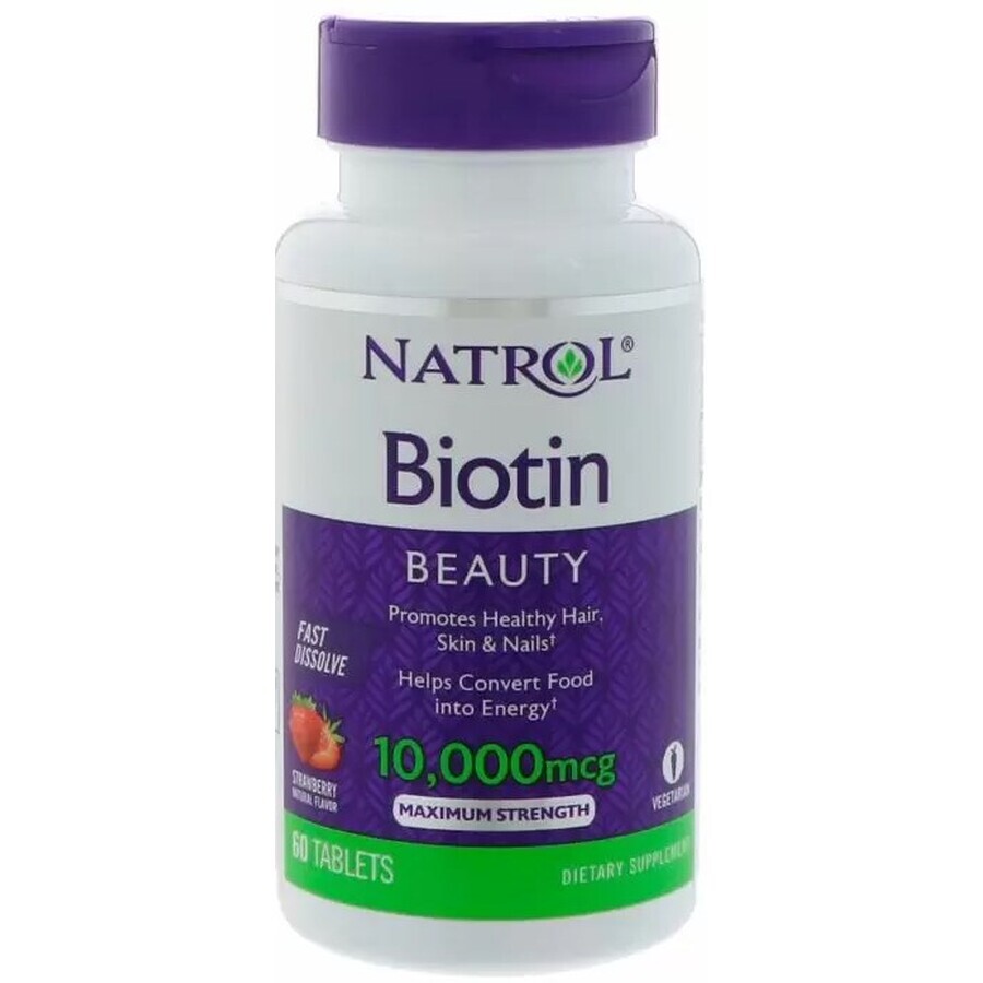 Диетическая добавка Natrol Биотин, 10000 мкг, 60 таблеток: цены и характеристики