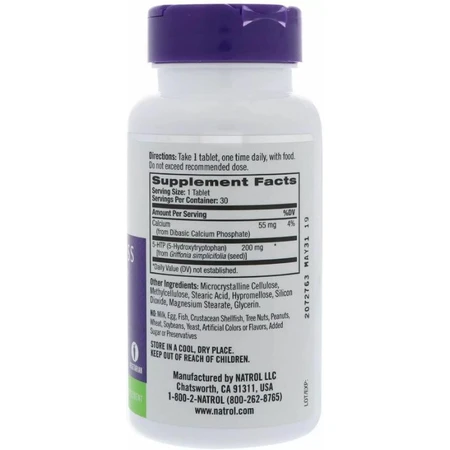 Дієтична добавка Natrol 5-гідрокситриптофан TR, 200 мг, 30 таблеток: ціни та характеристики