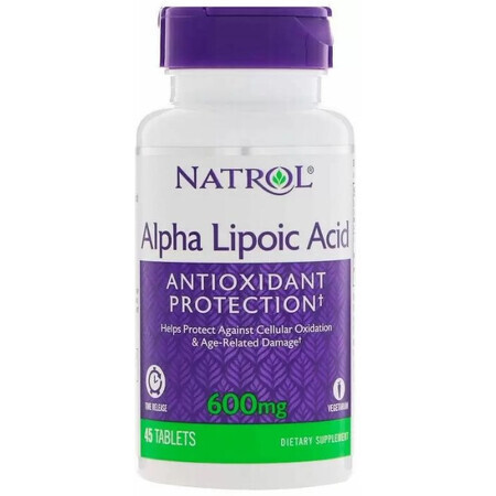 Дієтична добавка Natrol Альфа-ліпоєва кислота, 600 мг, 45 таблеток