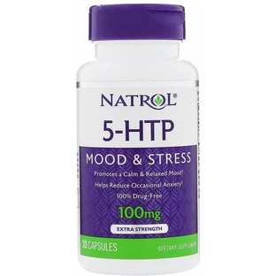 Дієтична добавка Natrol 5-гідрокси L-триптофан, 100 мг, 30 капсул