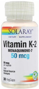 Диетическая добавка Solaray Витамин К2 менахинон-7, 50 мкг, 30 капсул