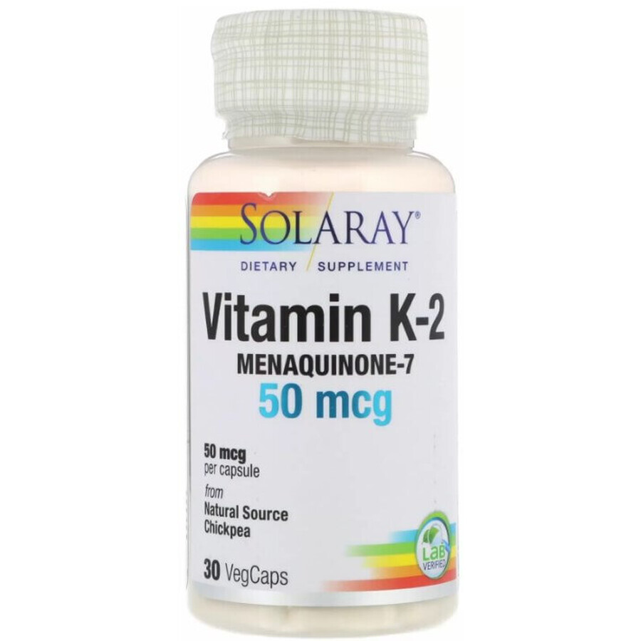 Диетическая добавка Solaray Витамин К2 менахинон-7, 50 мкг, 30 капсул: цены и характеристики