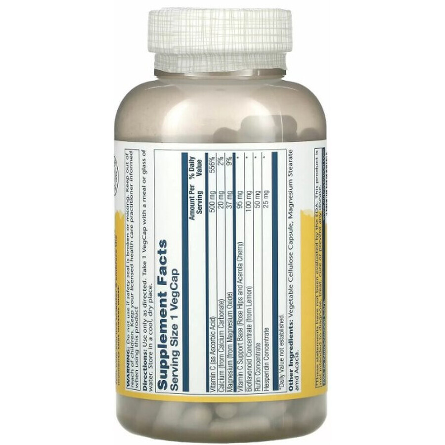 Дієтична добавка Solaray Вітамін С і біофлавоноідний концентрат, 500 мг, 250 вегетаріанських капсул: ціни та характеристики