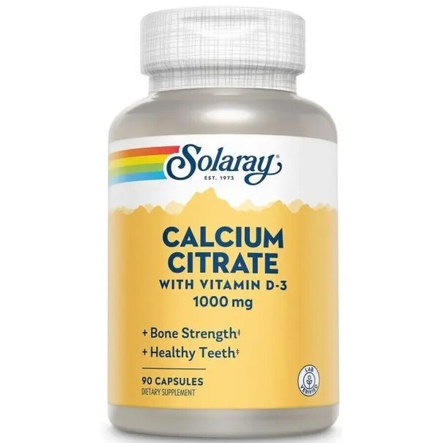 Дієтична добавка Solaray Цитрат кальцію з вітаміном D-3,1000 мг, 90 капсул: ціни та характеристики