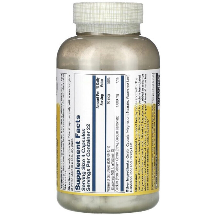 Диетическая добавка Solaray Цитрат кальция с витамином D-3,1000 мг, 90 капсул: цены и характеристики