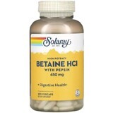 Диетическая добавка Solaray Бетаин HCl+пепсин, 650 мг, 250 капсул