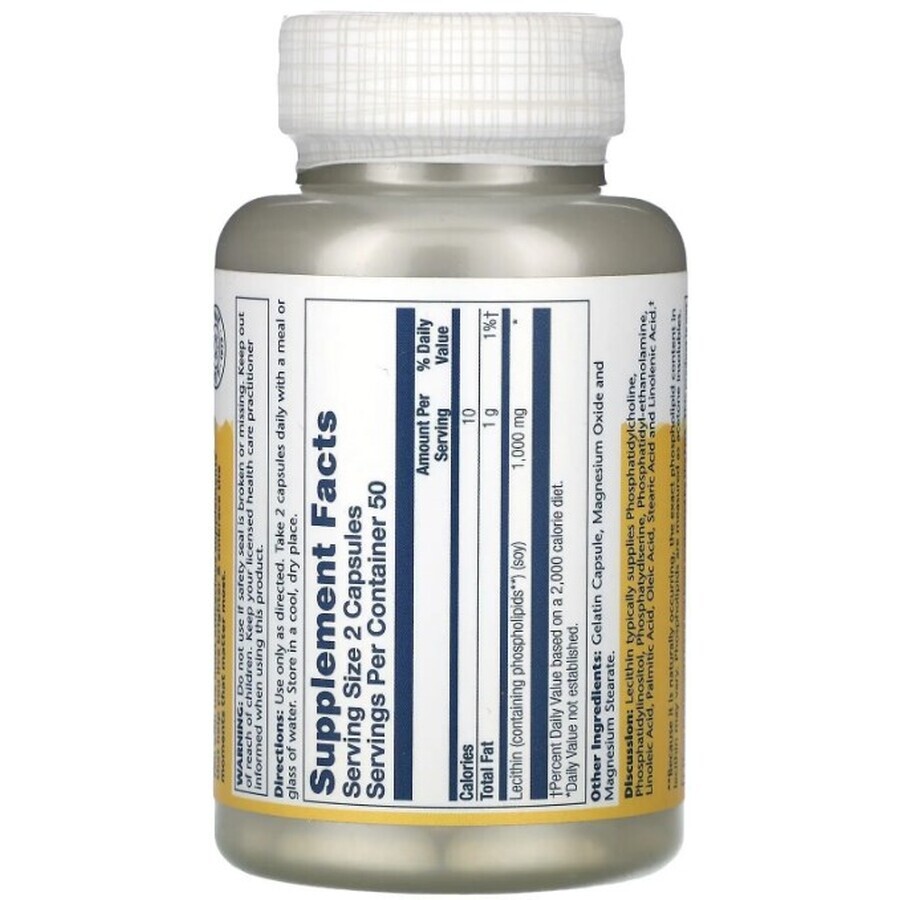 Дієтична добавка Solaray Лецитин із сої,1000 мг, 100 капсул: ціни та характеристики