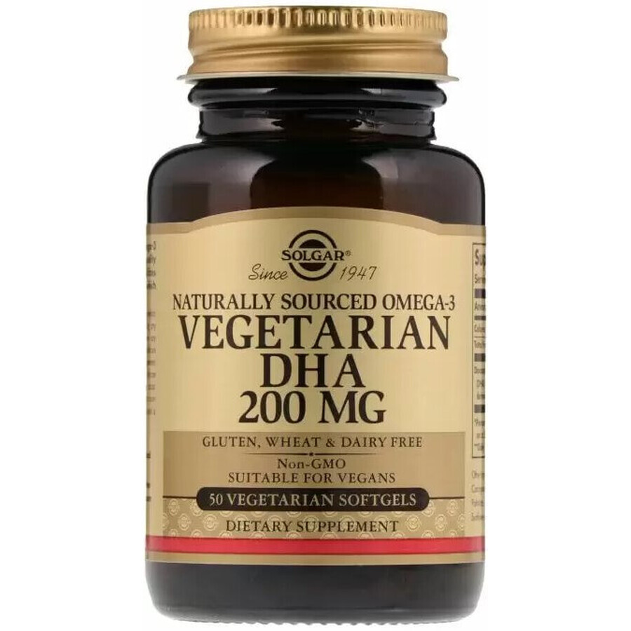 Дієтична добавка Solgar Омега 3 для вегетаріанців, 200 мг, 50 гелевих капсул: ціни та характеристики