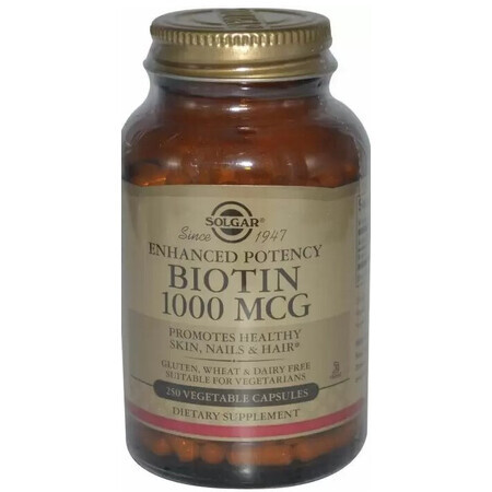 Дієтична добавка Solgar Біотин, 1000 мкг, 250 вегетаріанських капсул