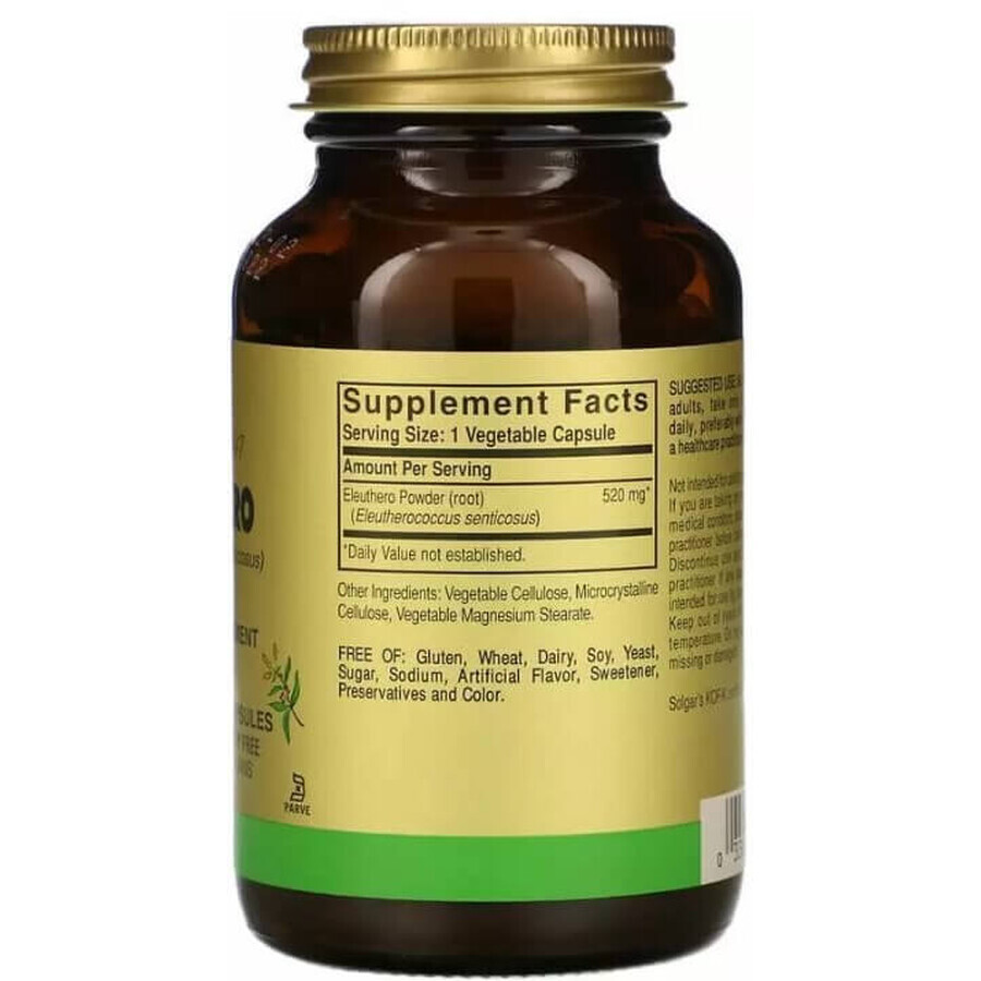 Дієтична добавка Solgar Елеутерокок, 520 мг, 100 вегетаріанських капсул: ціни та характеристики