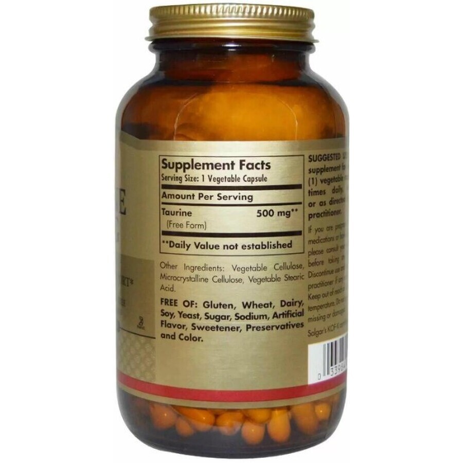 Дієтична добавка Solgar Таурин, 500 мг, 250 вегетаріанських капсул: ціни та характеристики