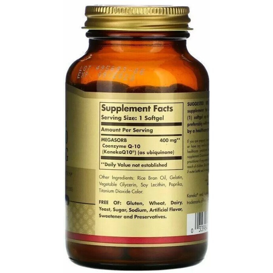 Диетическая добавка Solgar Коэнзим Q10, 400 мг, 30 гелевых капсул: цены и характеристики