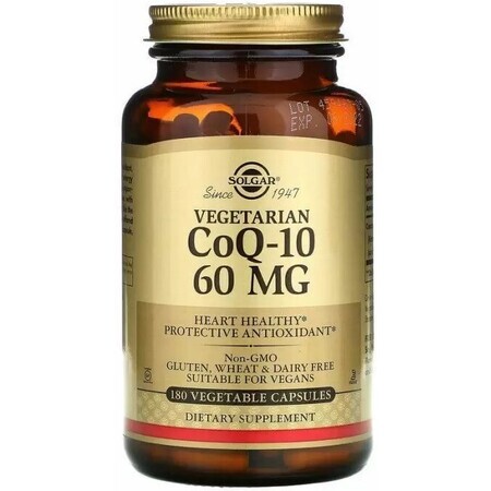 Дієтична добавка Solgar Коензим Q10 вегетаріанський, 60 мг, 180 капсул