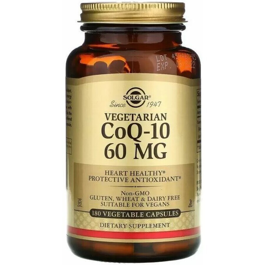 Дієтична добавка Solgar Коензим Q10 вегетаріанський, 60 мг, 180 капсул: ціни та характеристики