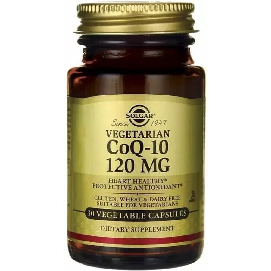 Дієтична добавка Solgar Коензим Q10 вегетаріанський, 120 мг, 30 капсул: ціни та характеристики