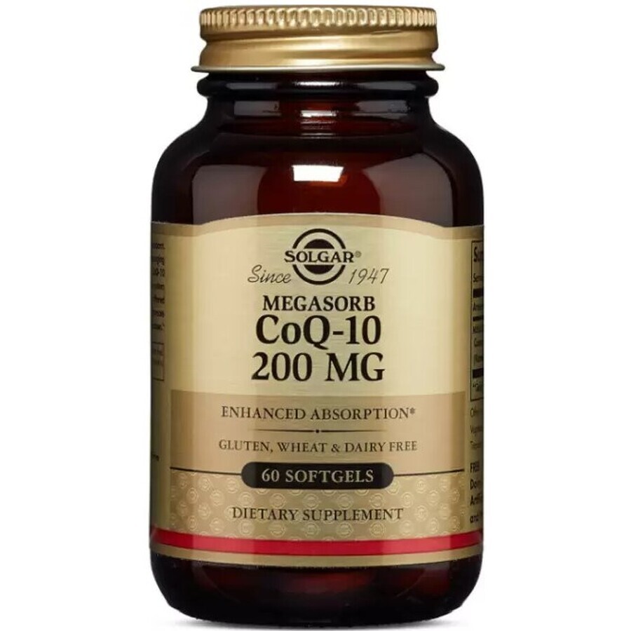 Диетическая добавка Solgar Коэнзим Q10, 200 мг, 60 гелевых капсул: цены и характеристики