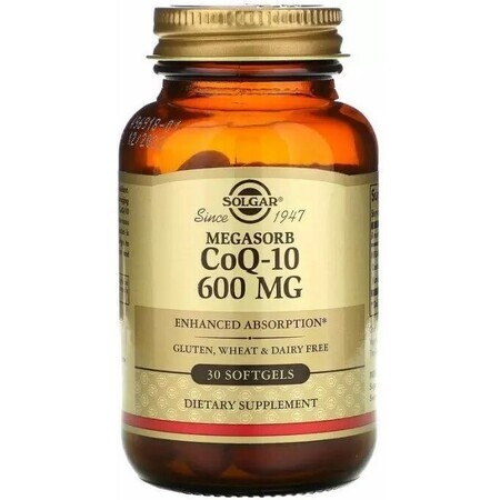 Дієтична добавка Solgar Коензим Q10, 600 мг, 30 гелевих капсул