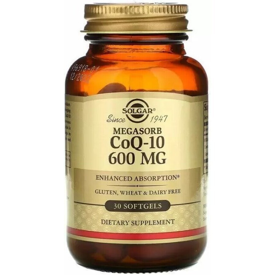 Дієтична добавка Solgar Коензим Q10, 600 мг, 30 гелевих капсул: ціни та характеристики