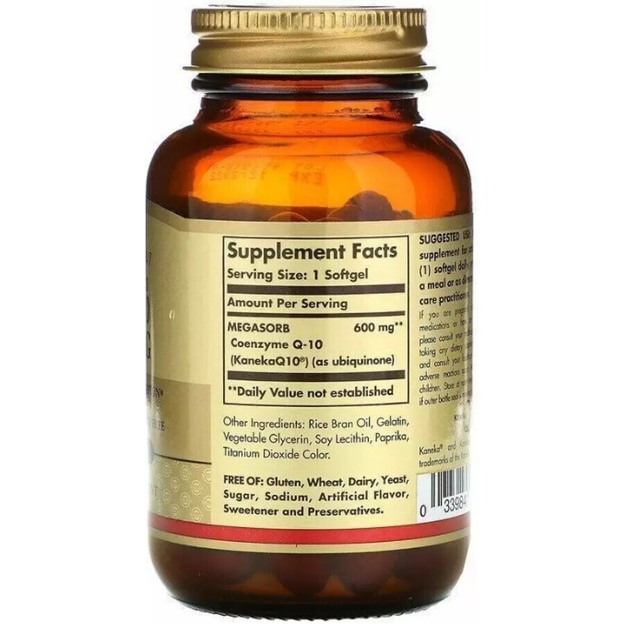 Диетическая добавка Solgar Коэнзим Q10, 600 мг, 30 гелевых капсул: цены и характеристики