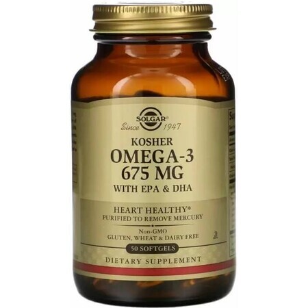 Дієтична добавка Solgar Омега-3 кошерний, 675 мг, 50 гелевих капсул