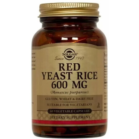 Диетическая добавка Solgar Красный дрожжевой рис, 600 мг, 60 вегетарианских капсул