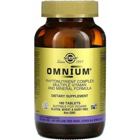 Диетическая добавка Solgar Омниум, мультивитамины и минералы, 180 таблеток