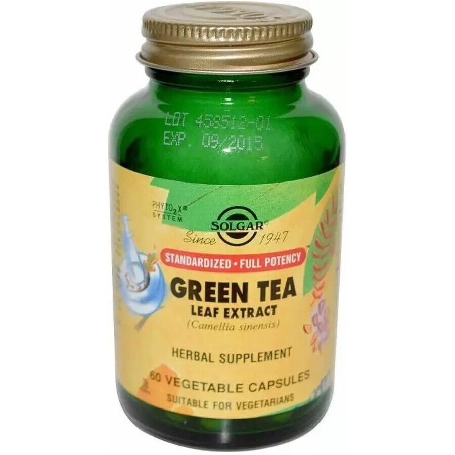 Дієтична добавка Solgar Зелений чай екстракт, 60 вегетаріанських капсул: ціни та характеристики