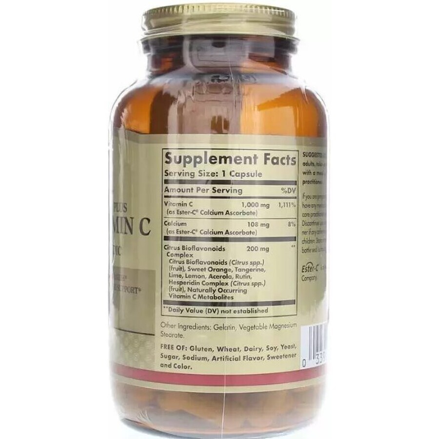 Дієтична добавка Solgar Вітамін С естер плюс, 1000 мг, 100 капсул: ціни та характеристики