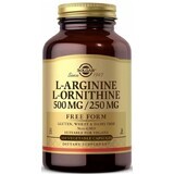 Дієтична добавка Solgar L-аргінін і L-орнитин, 500 мг/250 мг, 100 вегетаріанських капсул