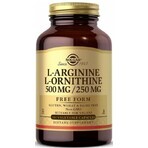 Диетическая добавка Solgar L-аргинин и L-орнитин, 500 мг/250 мг, 100 вегетарианских капсул: цены и характеристики