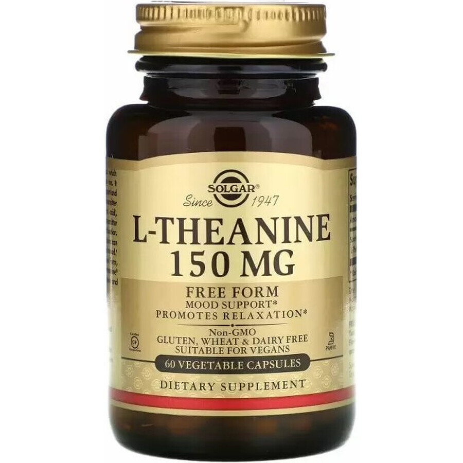 Диетическая добавка Solgar L-теанин, 150 мг, 60 вегетарианских капсул: цены и характеристики