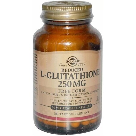 Дієтична добавка Solgar L-глутатіон, 250 мг, 60 вегетаріанських капсул