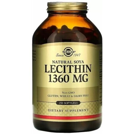 Диетическая добавка Solgar Лецитин, 1360 мг, 250 гелевых капсул