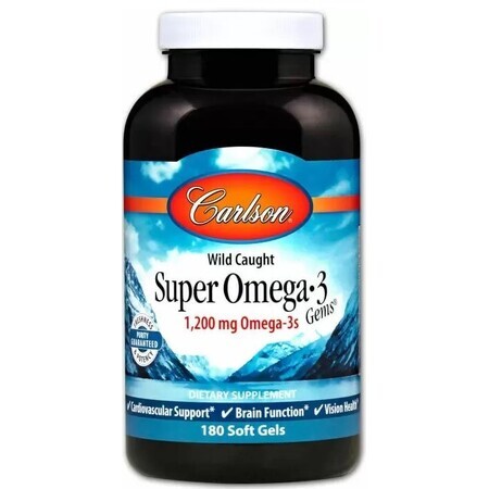 Дієтична добавка Carlson Labs Омега-3 супер, 1200 мг, 180 гелевих капсул