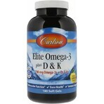 Дієтична добавка Carlson Labs Омега 3 + вітамін Д3 і вітамін К, 180 гелевих капсул: ціни та характеристики
